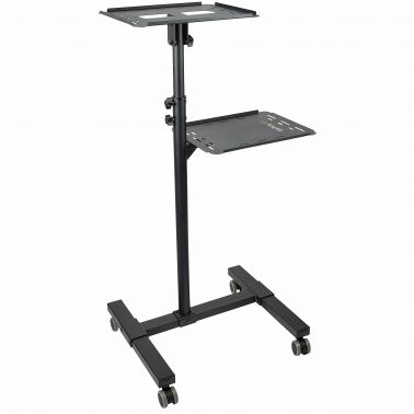 StarTech.com Mobile Projector and Laptop Stand/Cart - Heavy Duty Portable Projector Stand (2 Shelves, hold 22lb/10kg each) - Height Adjustable Rolling Presentation Cart w/Lockable Wheels