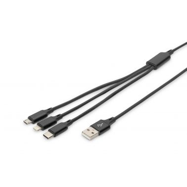 Digitus 3-in-1 Charger Cable, for Apple, Android and Google-Pixel Devices