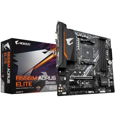 GIGABYTE B550M AORUS ELITE Motherboard - Supports AMD Ryzen 5000 Series AM4 CPUs, 5+3 Phases Pure Digital VRM, up to 4733MHz DDR4 (OC), 2xPCIe 3.0 M.2, GbE LAN, USB 3.2 Gen1