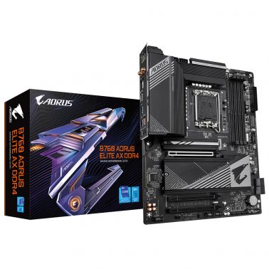 Gigabyte B760 AORUS ELITE AX DDR4 Motherboard - Supports Intel Core 14th Gen CPUs, 12*+1+1 Phases Digital VRM, up to 5333MHz DDR4 (OC), 3xPCIe 4.0 M.2, Wi-Fi 6E, 2.5GbE LAN, USB 3.2 Gen 2