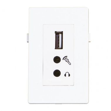 Garbot USB2.0+2x Mini Jack Module - 20 cm. White