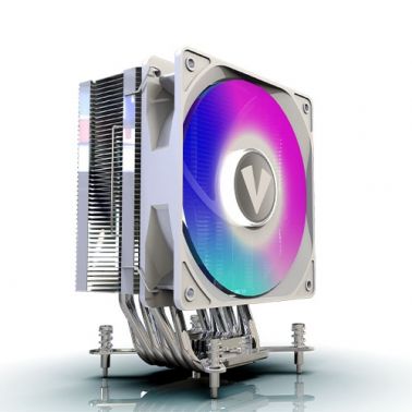 VIDA Boreas White ARGB Heatsink & Fan, Intel/AMD, 2000RPM Hydraulic Fan, 6 Copper Heatpipes, 220W TDP *ARGB and Optional Plain Fans Included*