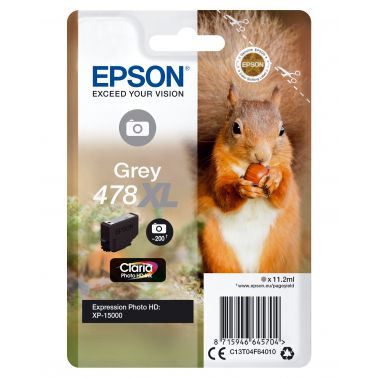 Epson C13T04F64010/478XL Ink cartridge gray high-capacity 200 Photos 11,2ml for Epson XP 15000