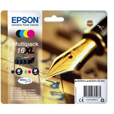 Epson C13T16364012/16XL Ink cartridge multi pack Bk,C,M,Y high-capacity XL 12,9ml + 3x 6,5ml  Pack=4 for Epson WF 2010/2660/2750