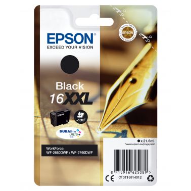 Epson C13T16814012/16XXL Ink cartridge black extra High-Capacity, 1K pages 21,6ml for Epson WF 2660