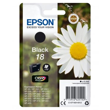 Epson C13T18014012/18 Ink cartridge black, 175 pages 5ml for Epson XP 30