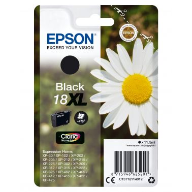 Epson C13T18114012/18XL Ink cartridge black high-capacity, 470 pages 11,5ml for Epson XP 30