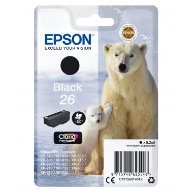 Epson C13T26014012/26 Ink cartridge black, 220 pages 6,2ml for Epson XP 600