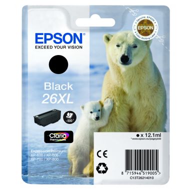 Epson C13T26214010/26XL Ink cartridge black high-capacity XL, 500 pages 12.2ml for Epson XP 600