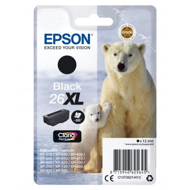 Epson C13T26214012/26XL Ink cartridge black high-capacity XL, 500 pages 12,2ml for Epson XP 600