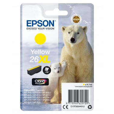 Epson C13T26344012/26XL Ink cartridge yellow high-capacity XL, 700 pages 9,7ml for Epson XP 600