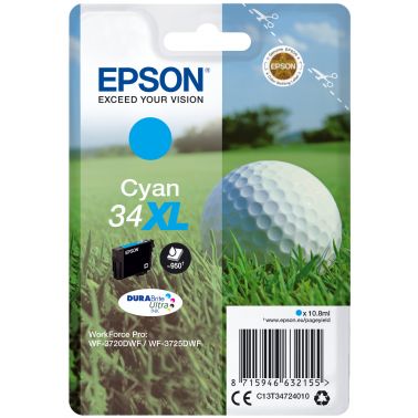 Epson C13T34724010/34XL Ink cartridge cyan high-capacity, 950 pages 10,8ml for Epson WF-3720