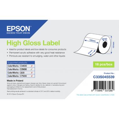 Epson C33S045539 Format-etikettes die-cut 102mm x 51m 610 Pack=1 for Epson TM-C 3500