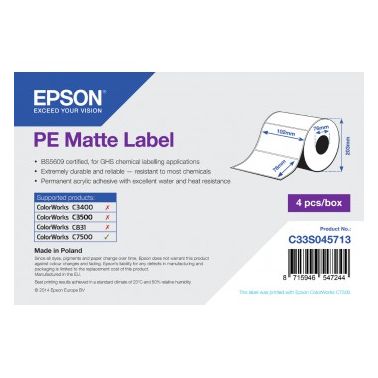 Epson PE Matte Label - Die-cut Roll102mm x 76mm, 1570 labels