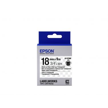 Epson C53S655008/LK-5TBN Ribbon black on Transparent 18mm x 9m for Epson LabelWorks 4-18mm/24mm/36mm/6-18mm/6-24mm