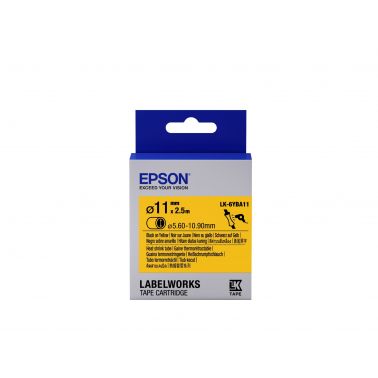 Epson C53S656904/LK-6YBA11 Heat Shrink Tubes black on yellow 11mm x 2,5m for Epson LabelWorks 4-18mm/36mm/6-12mm/6-18mm/6-24mm