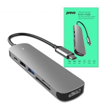 PREVO C605A notebook dock/port replicator Wired USB 3.2 Gen 1 (3.1 Gen 1) Type-C Silver