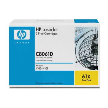 HP C8061D/61X Toner cartridge black twin pack, 2x10K pages ISO/IEC 19752 Pack=2 for HP LaserJet 4100