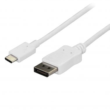 StarTech.com 6ft/1.8m USB C to DisplayPort 1.2 Cable 4K 60Hz - USB-C to DisplayPort Adapter Cable HBR2 - USB Type-C DP Alt Mode to DP Monitor Video Cable - Works w/ Thunderbolt 3 - White