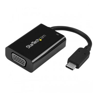 StarTech.com USB-C to VGA Adapter with USB Power Delivery - 60 Watts - Black