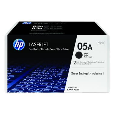 HP CE505D/05A Toner cartridge black twin pack, 2x2.3K pages ISO/IEC 19752 Pack=2 for HP LaserJet P 2