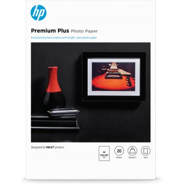 HP Premium Plus Photo Paper, Satin, 300 g/m2, A4 (210 x 297 mm), 20 sheets