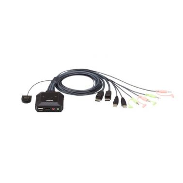 ATEN 2-Port USB DisplayPort Cable KVM Switch with Remote Port Selector