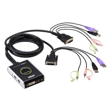 ATEN 2-Port USB DVI/Audio Cable KVM Switch with Remote Port Selector