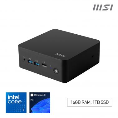 MSI Cubi NUC 1M Intel Core 7 150U Desktop PC, NUC, SFF, Mini Computer, HTPC, (16GB RAM, 1TB Storage, Windows 11 PRO), IRIS XE Graphics/DDR5/Dual ThunderBolt 4/Dual HDMI/Dual LAN/WiFi 6E/BT 5.3/VESA