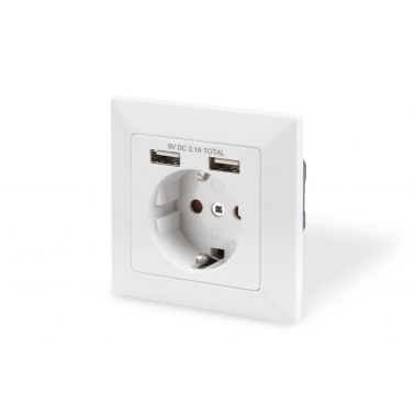 Digitus Safety socket for flush mounting with 2 USB ports