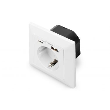 Digitus Safety Plug for Flush Mounting with 1 x USB Type-C™, 1 x USB A