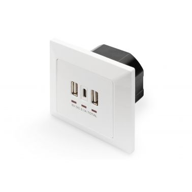 Digitus Socket with USB A & USB-C™ Ports, flush mounted