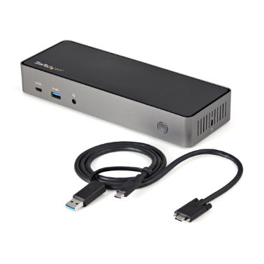 StarTech.com USB-C & USB-A Dock - Hybrid Universal Triple Monitor Laptop Docking Station DisplayPort