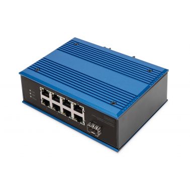 Digitus 8 port Fast Ethernet network switch, industrial, unmanaged, 1 SFP uplink