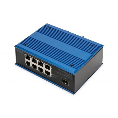 Digitus 8 Port Gigabit Ethernet Network Switch, Industrial, Unmanaged, 1 SFP Uplink