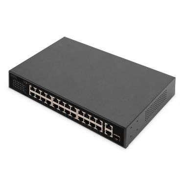 Digitus 24 Port Fast Ethernet PoE Switch , 2 Gigabit Uplinks (RJ45 / SFP)