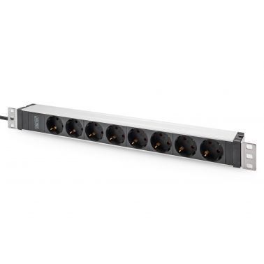 Digitus Socket Strip with Aluminum Profile, 8-way safety socket, 2 m cable, IEC C20 plug