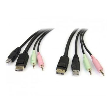 StarTech.com 6ft 4-in-1 USB DisplayPort KVM Switch Cable w/ Audio & Microphone