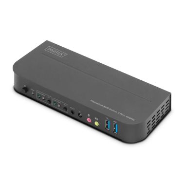 Digitus KVM Switch, 2-Port, 4K60Hz, 2 x DP in, 1 x DP/HDMI out