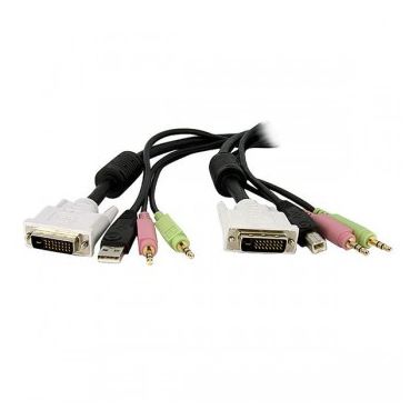 StarTech.com 15ft 4-in-1 USB Dual Link DVI-D KVM Switch Cable w/ Audio & Microphone