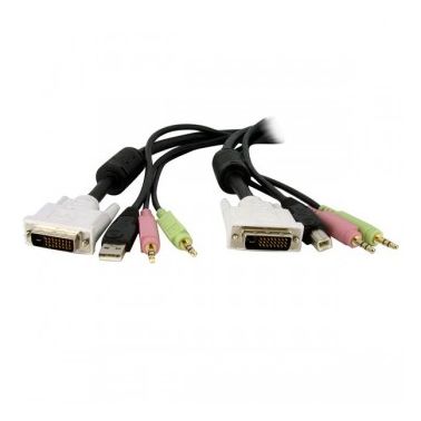 StarTech.com 6ft 4-in-1 USB Dual Link DVI-D KVM Switch Cable w/ Audio & Microphone