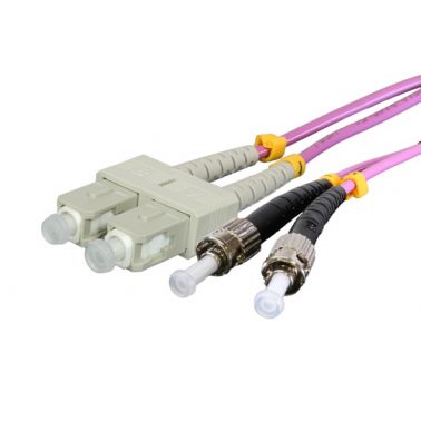 Cablenet 1m OM4 50/125 ST-SC Duplex Erika Violet LSOH Fibre Patch Lead