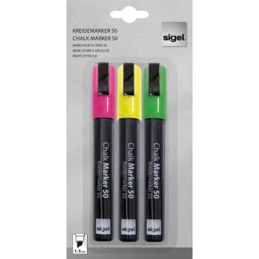 Sigel GL182 marker 3 pc(s) Chisel tip Green, Pink, Yellow