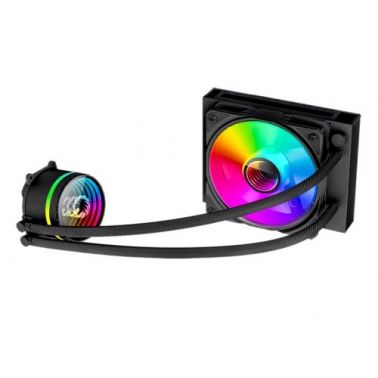 GAMEMAX Iceburg 120mm ARGB Liquid CPU Cooler, 12cm ARGB PWM Fan, Infinity Mirror RGB Rotatable Pump Head, Black