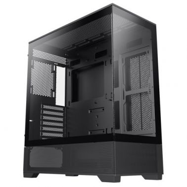 GAMEMAX Vista ATX Gaming Case w/ Glass Side & Front, Mesh Panelling, No Fans inc., ARGB PWM Fan Hub, Black