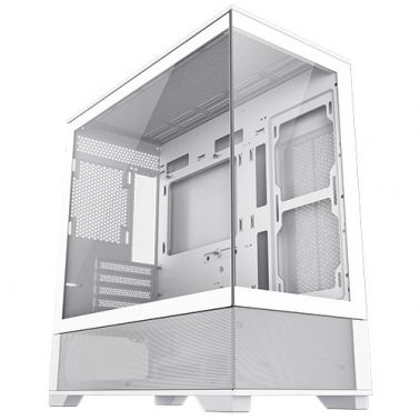 GAMEMAX Vista Micro ATX Gaming Case w/ Glass Side & Front, Mesh Panelling, No Fans inc., ARGB PWM Fan Hub, White