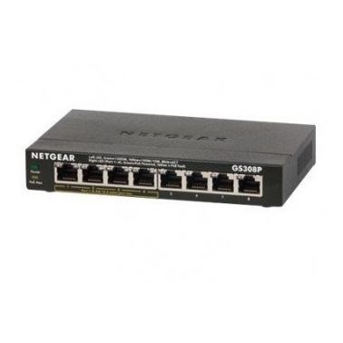 Netgear GS308P-100UKS Unmanaged Gigabit Ethernet Black Power over Ethernet (PoE)