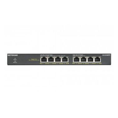 Netgear GS308PP-100EUS Unmanaged Gigabit Ethernet Black Power over Ethernet (PoE)