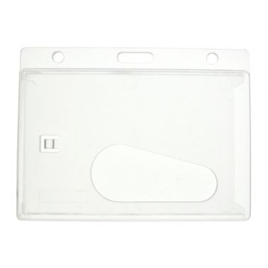 Digital ID Enclosed Rigid Card Holder, Clear with 50mm Thumb Slot, Landscape (Pack of 100)