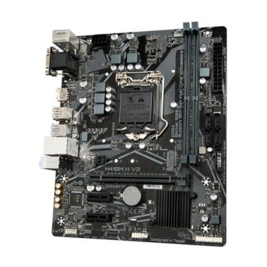 Gigabyte H410M H V2 Motherboard - Supports Intel Core 10th CPUs, up to 2933MHz DDR4 (OC), 1xPCIe 3.0 M.2, GbE LAN, USB 3.2 Gen 1